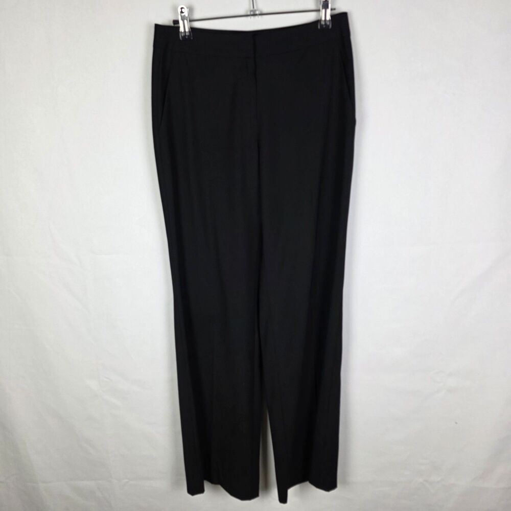 St John Caviar Wide Leg Black Dress High Rise Pants Women Sz 2 Corporate Office
